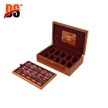 DS Customized Solid Wood Medal Collection Packaging Wooden Laser Engraving Coin Gift Box